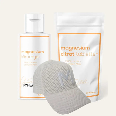 Sport und Regenerationsset MYHERO Magnesium Gel und Citrat mit MYHERO Cap